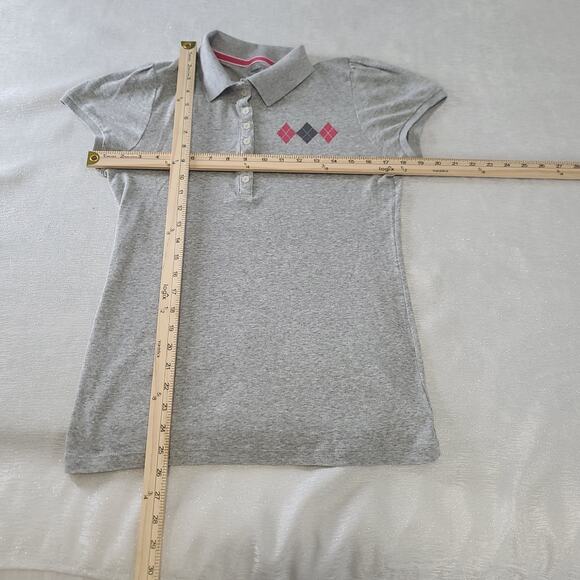 Old Navy Y2K longline ladies polo argyle pattern pink size Large Preppy academia - Picture 4 of 6